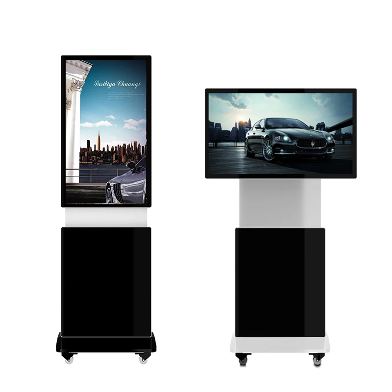 2023 New Arrival Split Screen High Quality 43 49 55 inch Rotating Advertising Display Floor Standing Totem For Shopping Mall