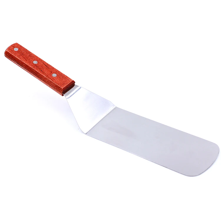 Wood Handle Rectangular Stainless Steel Kitchen Frying Turner