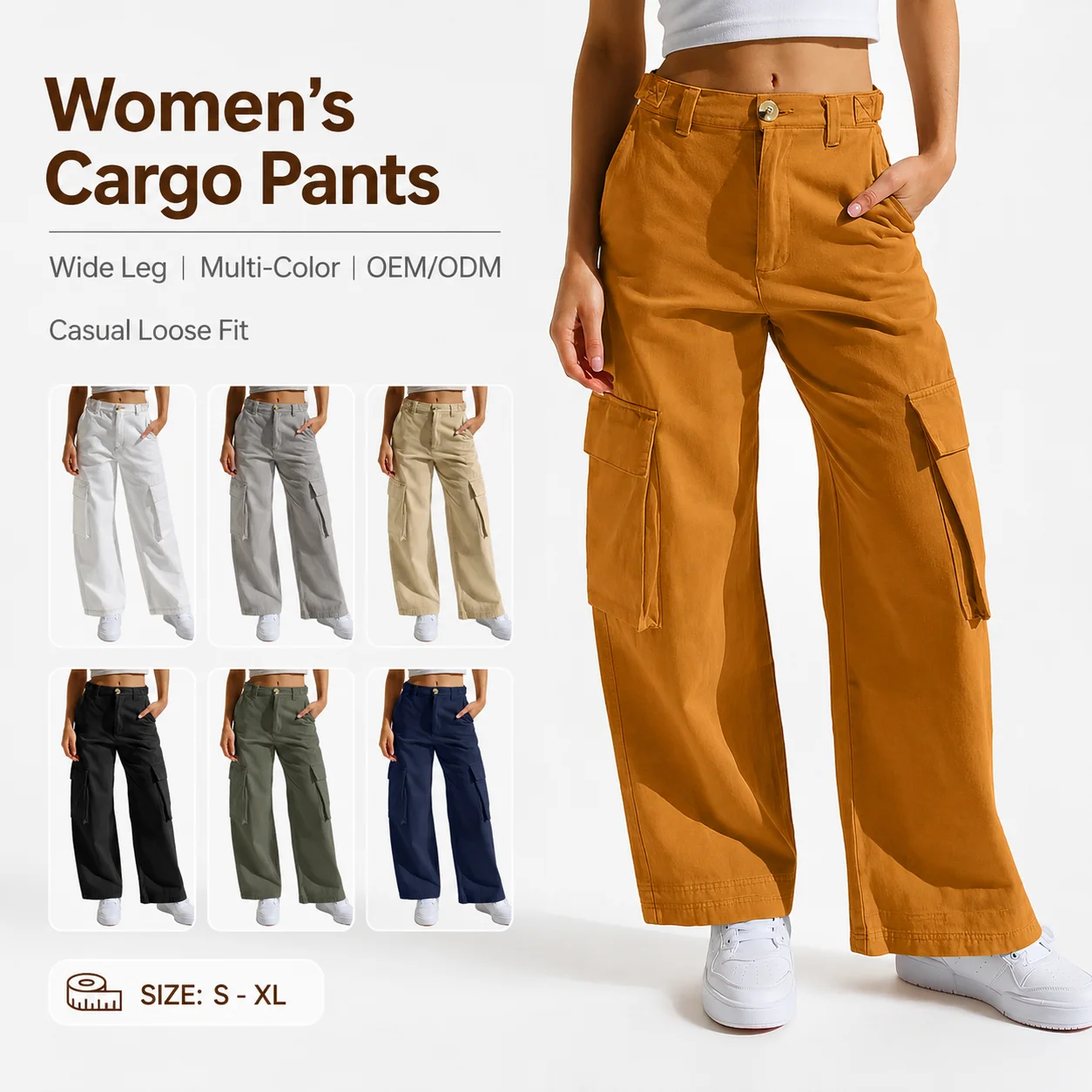 Ladies Jeans Pants Pantalones De Mujer Jeans High Waist Women Cargo Pants Loose