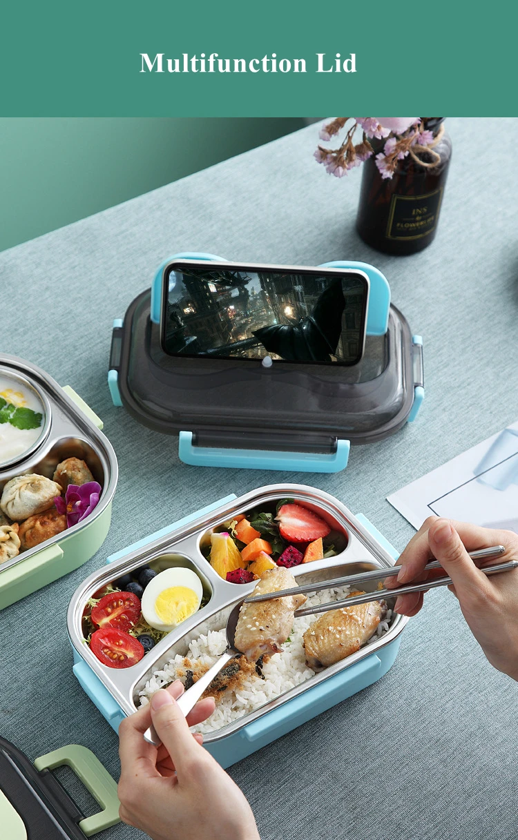 2023 Hot Sale Lunch Box 4 Compartment Kid Bento Box 304 Stainless Steel