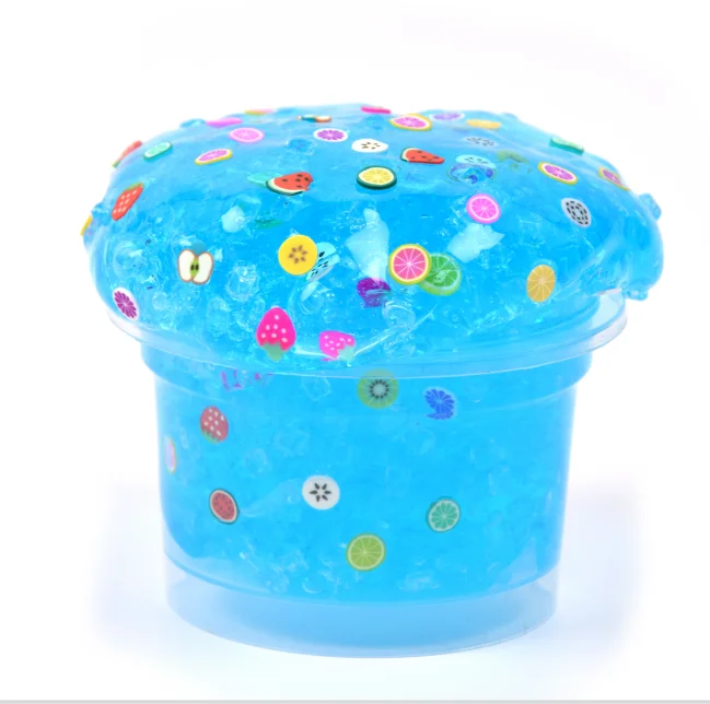 Blue Clear Slime With Fruit Fimos Soft And Non-toxic Crystal Mud Slime ...