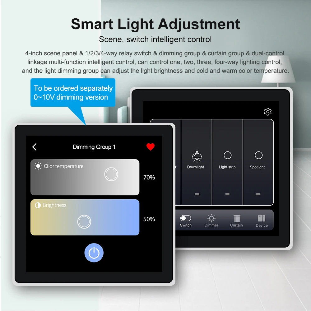 2026 New Arriving 4 Inch 1 2 3 Gang Full Screen Tuya Smart Home Zigbee Wall Switch Wifi Switch Smart Home Scene Panel