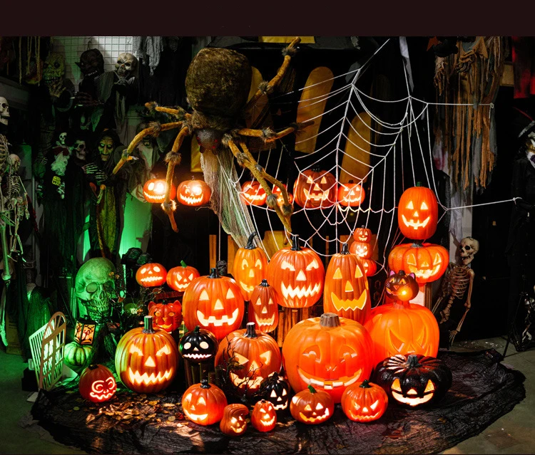 Plastic Ornaments Lantern Outdoor Decoration Props Pumpkin Light Up