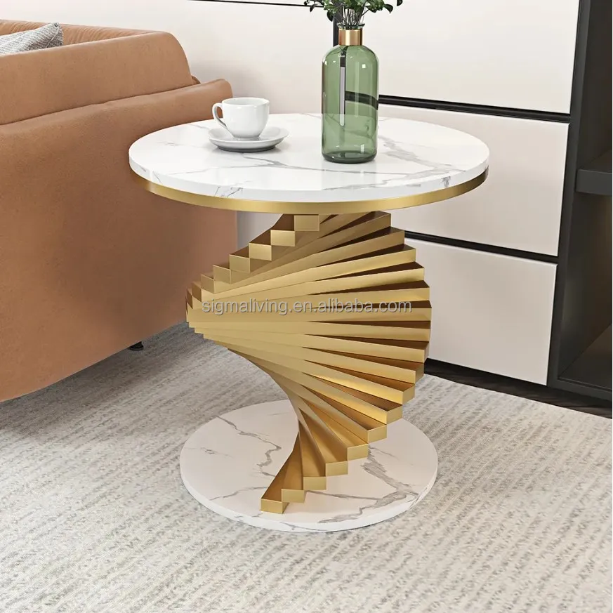 sofa table indoor furniture white round metal side table with faux marble tabletop end table