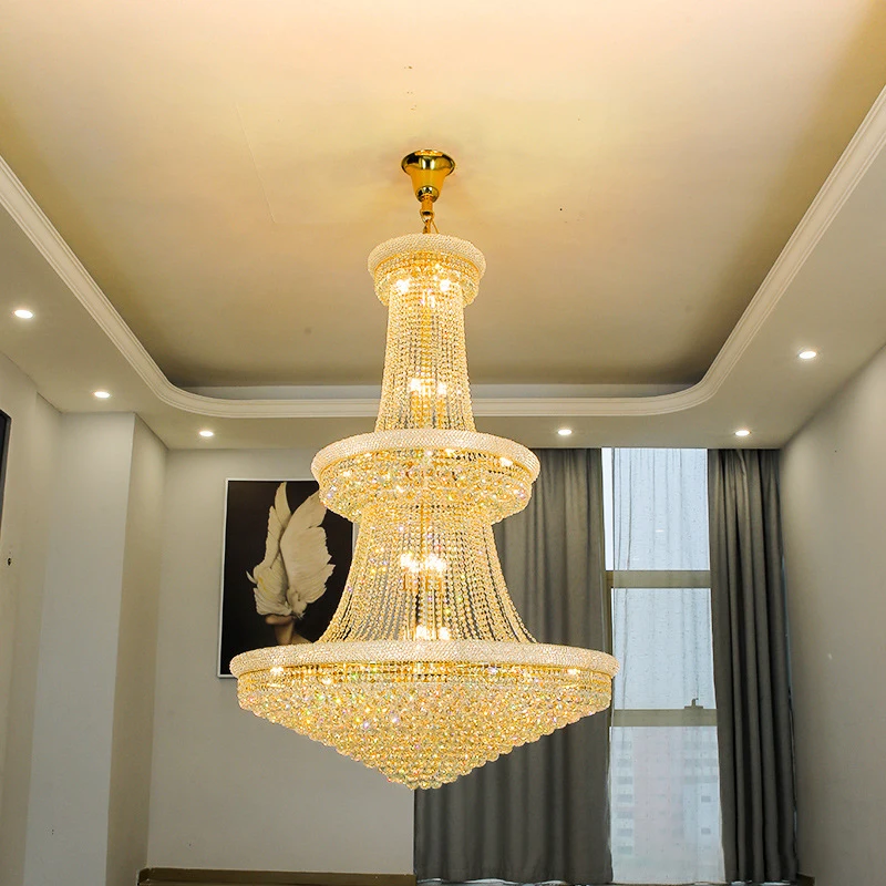 Скандинавский современный роскошный большой гостиничный потолок для столовой золотые хрустальные люстры подвесные светильники