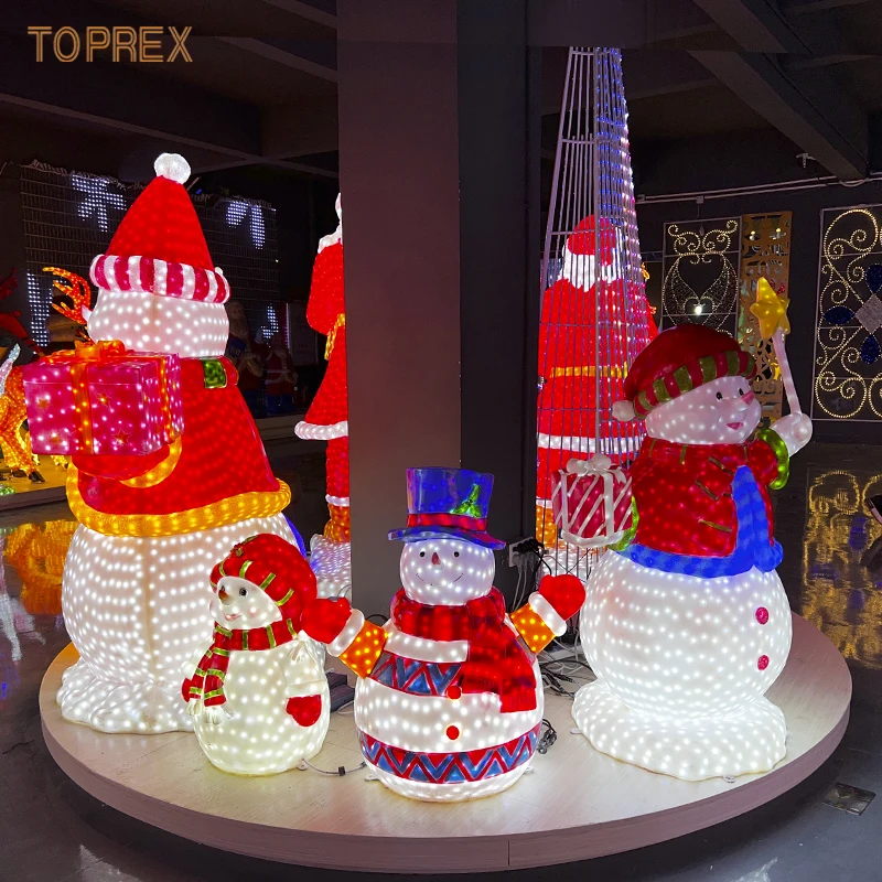 High Voltage 3D Resin Snowman with Broom Waterproof LED Lighting Christmas Decorative Design From Factory