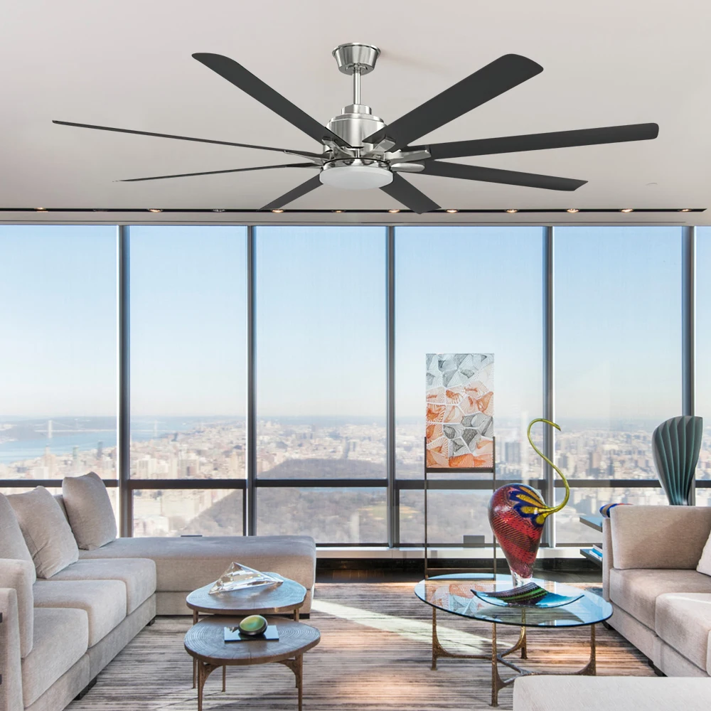 DC Motor Remote Control Large Fan Light 66 Inch Smart App Control Big Industrial Led Ceiling Fan With Light