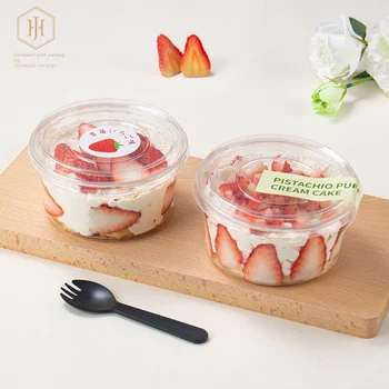 8/12/14/16/24/32oz Pet/pla Plastic Salad Bowl Set Disposable Pudding Desserts Take Away Dessert Acai Bowl