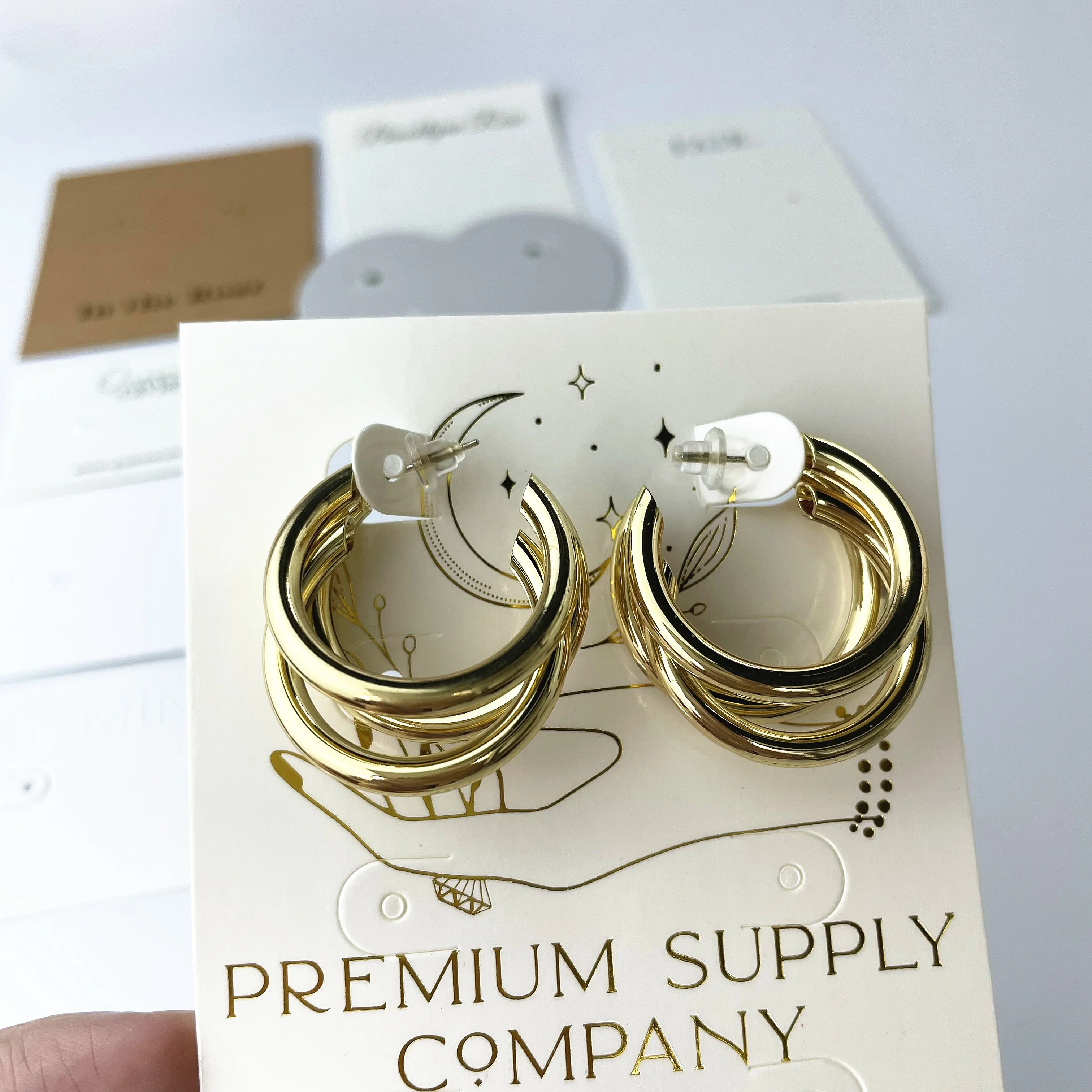 Cheap Custom Printed logo Embossed Die Cut Jewelry Rings Necklace Earring  Card Display Cards