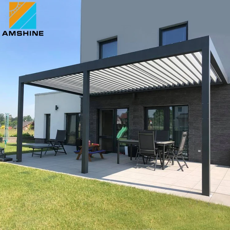 Customized Pergola Electric Remote Control Louvre Roof Gazebo for Swimming Pool