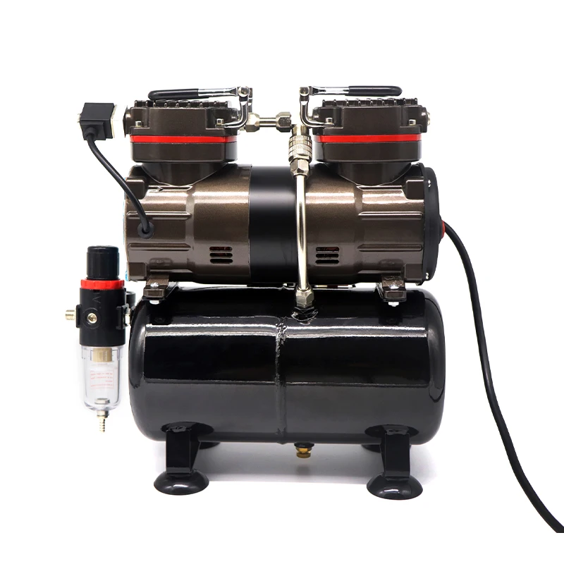 portable twin cylinder airbrush compressor with