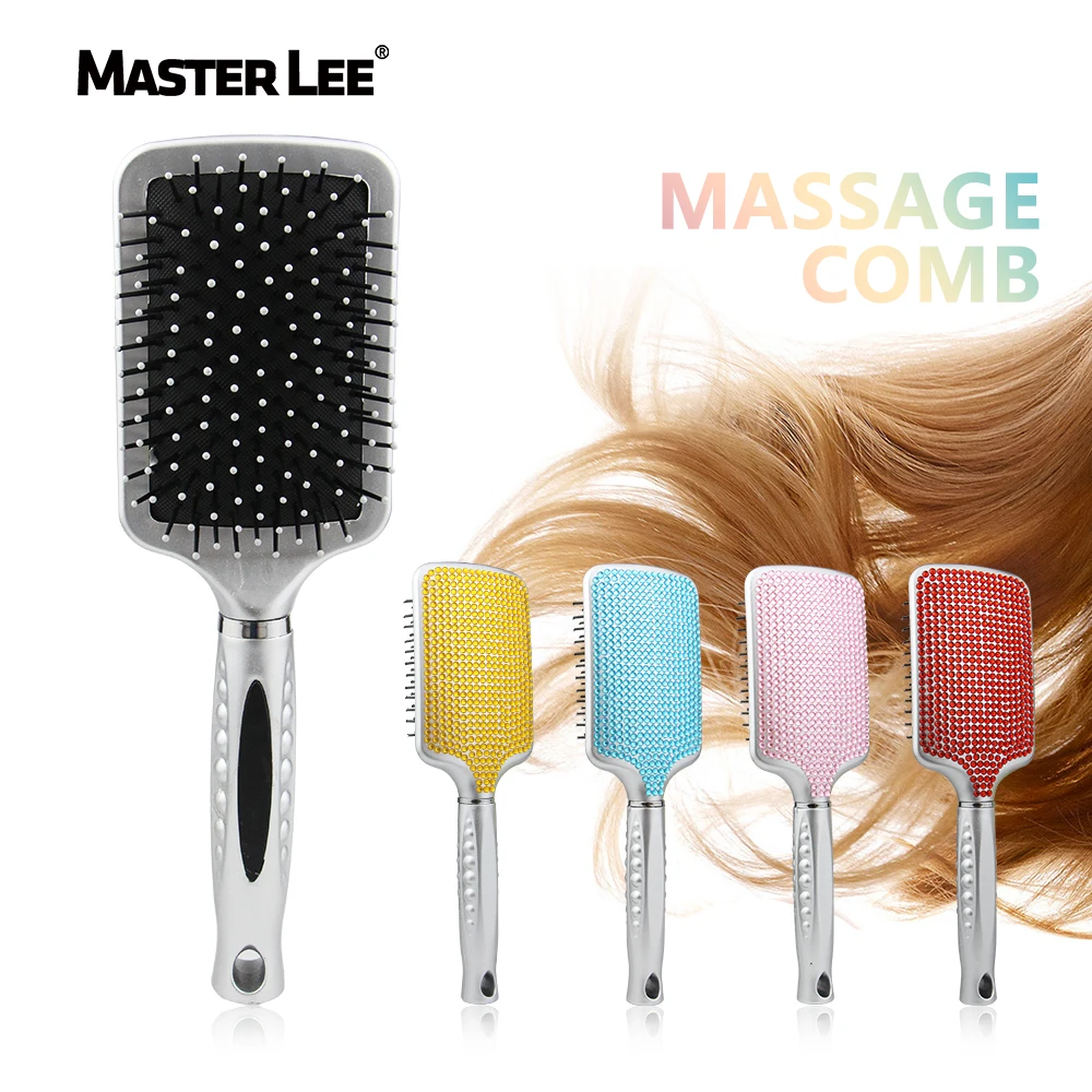 Masterlee 2020  new design custom logo plastic massage Combs  with diamond hair brushes with diamond