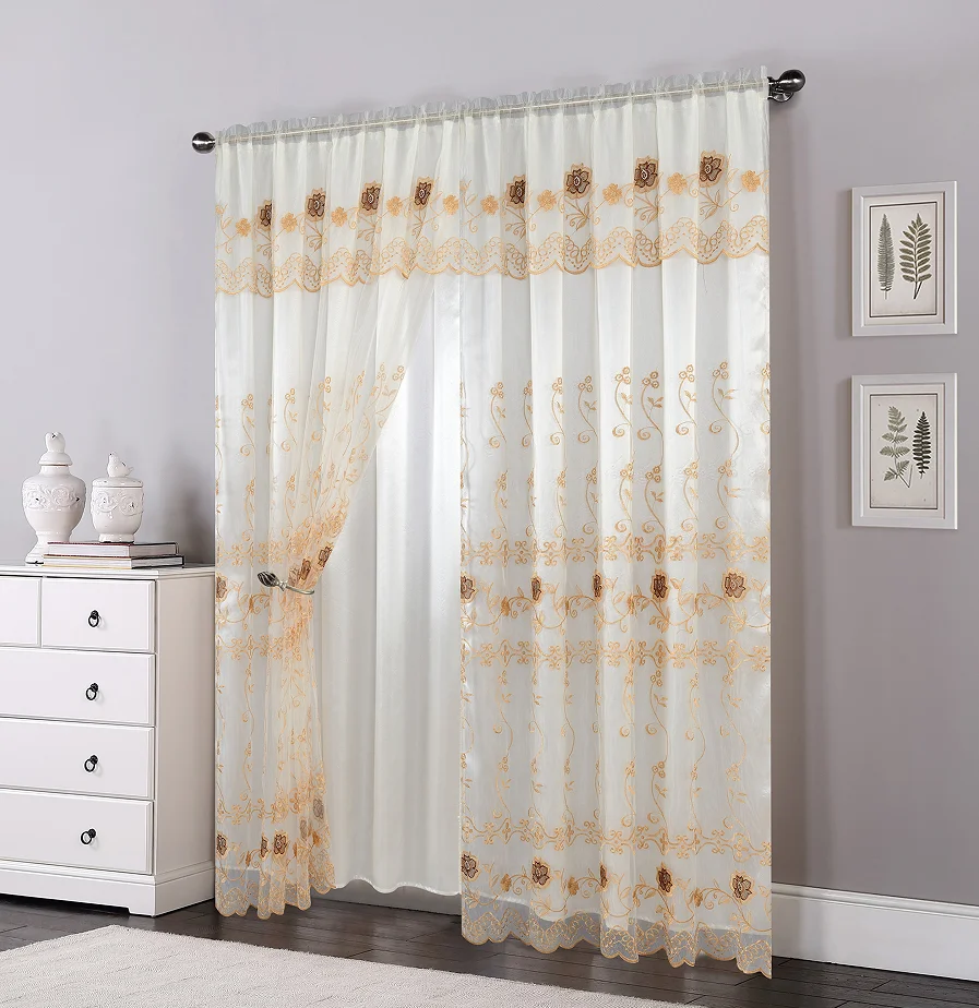 Wholesale Double Layers Home Window Curtains Modern Valance Design