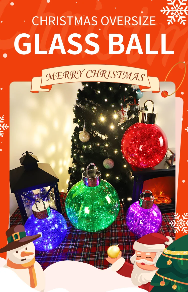 Large Christmas decorative ornament glass ball with LED light factory