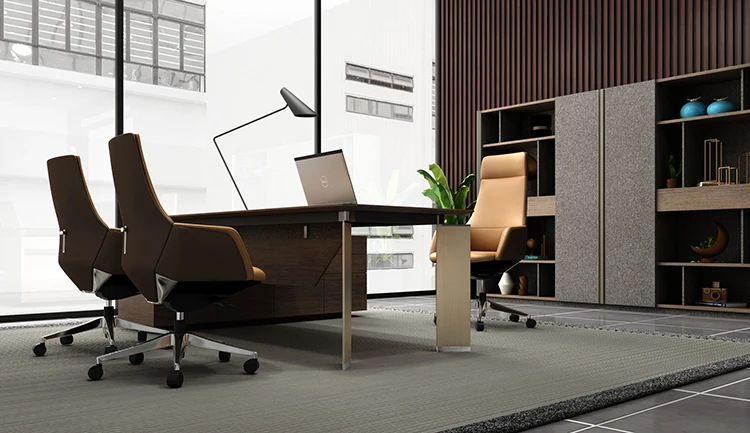 L Shape Modern Wood Computer Laminate Elegant CEO Office Desks