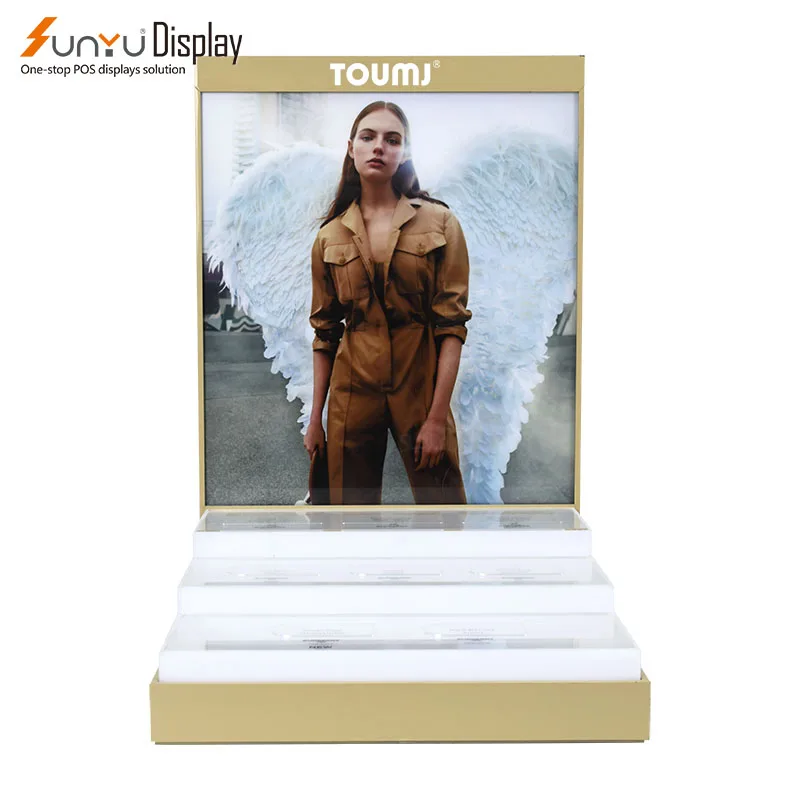 High quality luxury custom logo acrylic perfume display stand with LED light