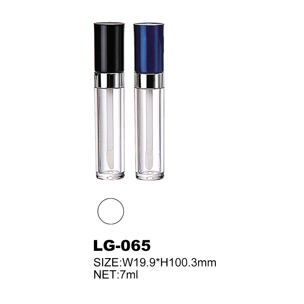 Cosmetic Tubes Black Lip Gloss Containers Tube 7ml Customized Lipgloss Packaging Round Shape Plastic Tube For Cosmetic LG-065