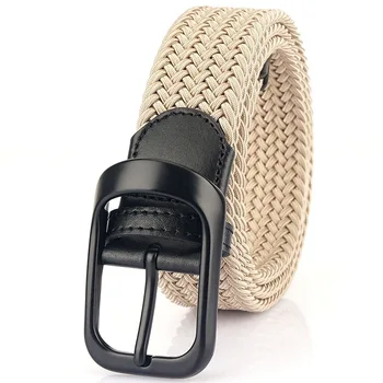 Alloy Buckle Cow Hide Waist Belt Transmision Tangential Nylon Canvas Belt for Jeans for Everyday Use