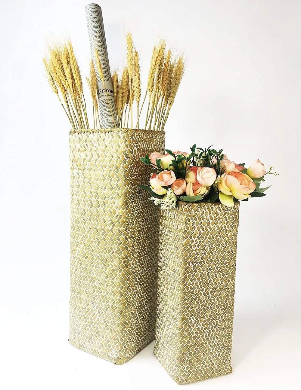 Cestas De Bambú De Estilo Rústico Hechas A Mano,Para Arreglos Florales  Secos,Decoración Para Casa Y Hotel - Buy Alta De Mimbre Jarrones  Decorativos De,Tejido De Mimbre Seco Floreros,Planta De Flor Florero Product