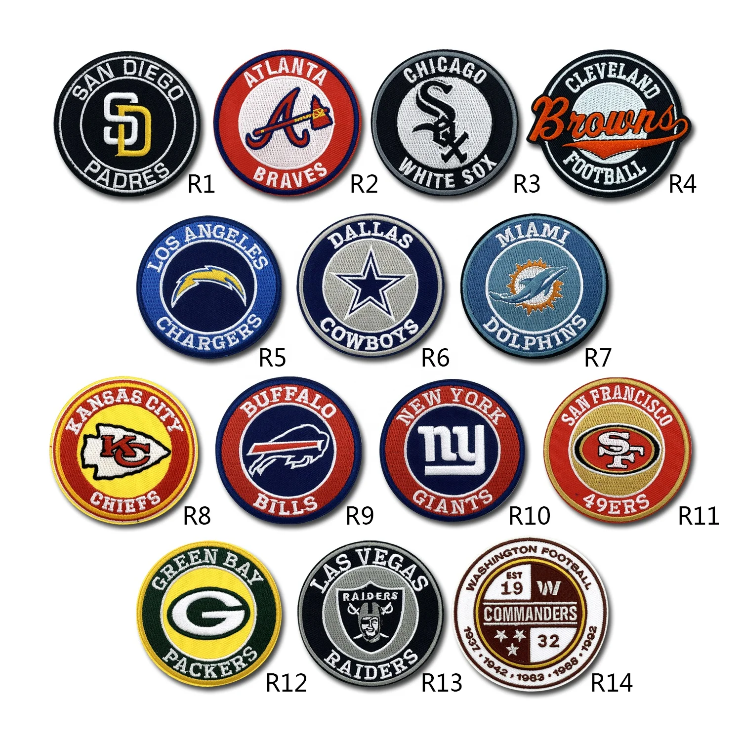 Hot Sale Baseball Football Embroidery Iron On Round Sports Team Patches ...