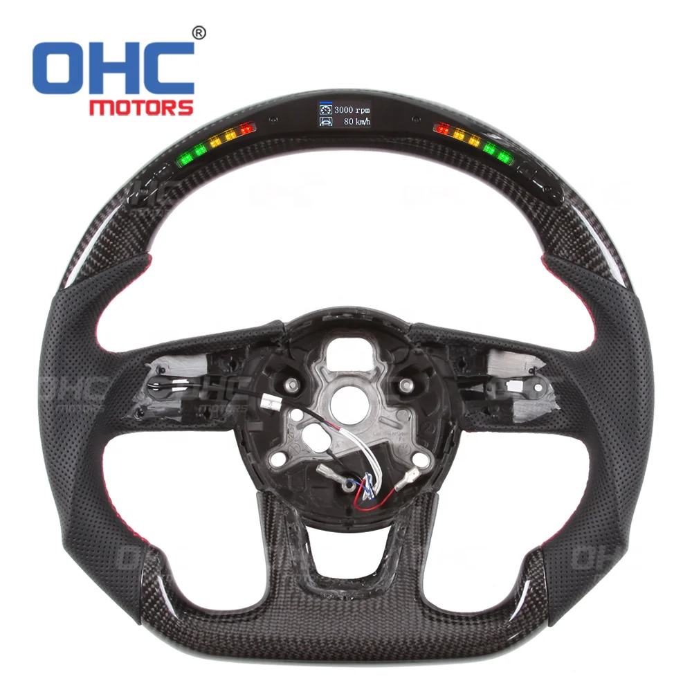 Custom LED RPM Steering Wheel for Audi RS3 8V 8Y RS4 RS5 S3 S4 S5 RS Leather Honeycomb Carbon Fiber Steering Wheel
