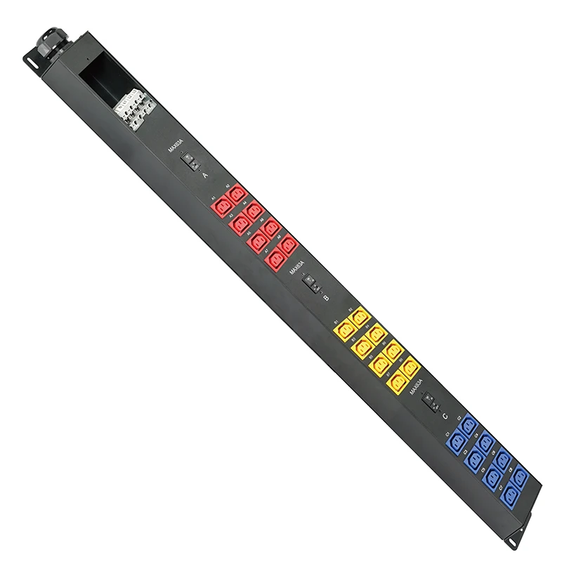 3 Phase Power Distributor Unit 120V 220V IEC C13 C19 Outlets Rack Mount Vertical Switch Power Data Center PDU