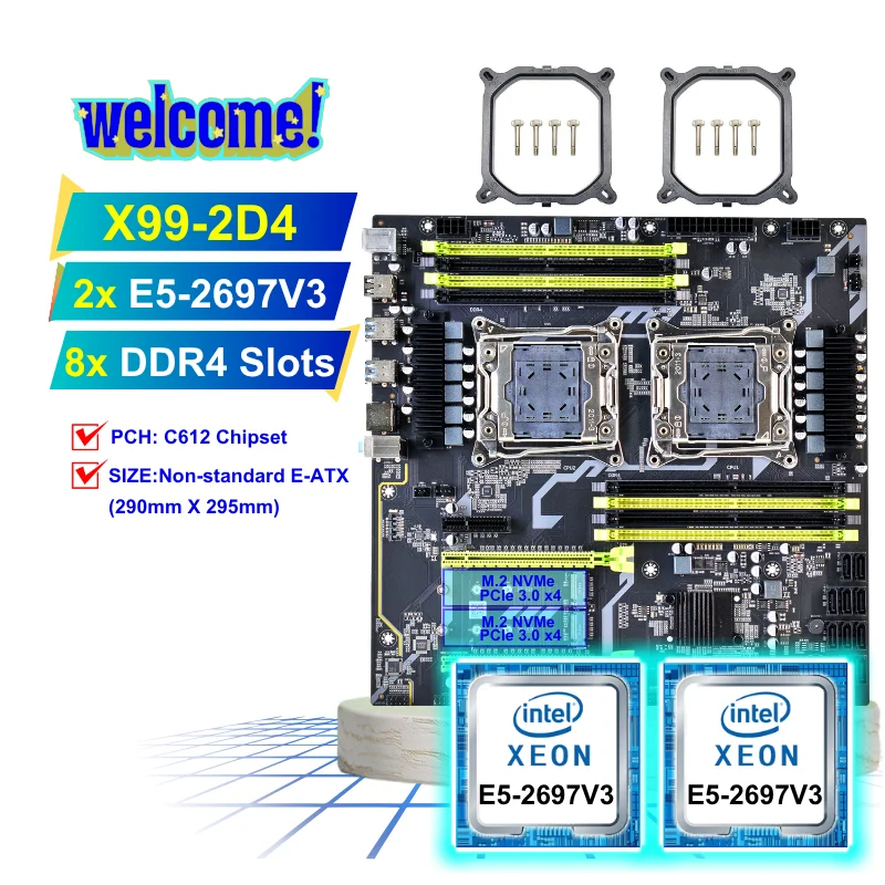 PANDL X99-2D4 Dual CPU Motherboard - Intel Xeon E5 2697 V3
