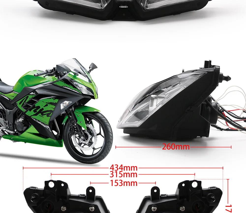 Angel Eye LED montagem do farol para Kawasaki NINJA 250 300 ZX6R