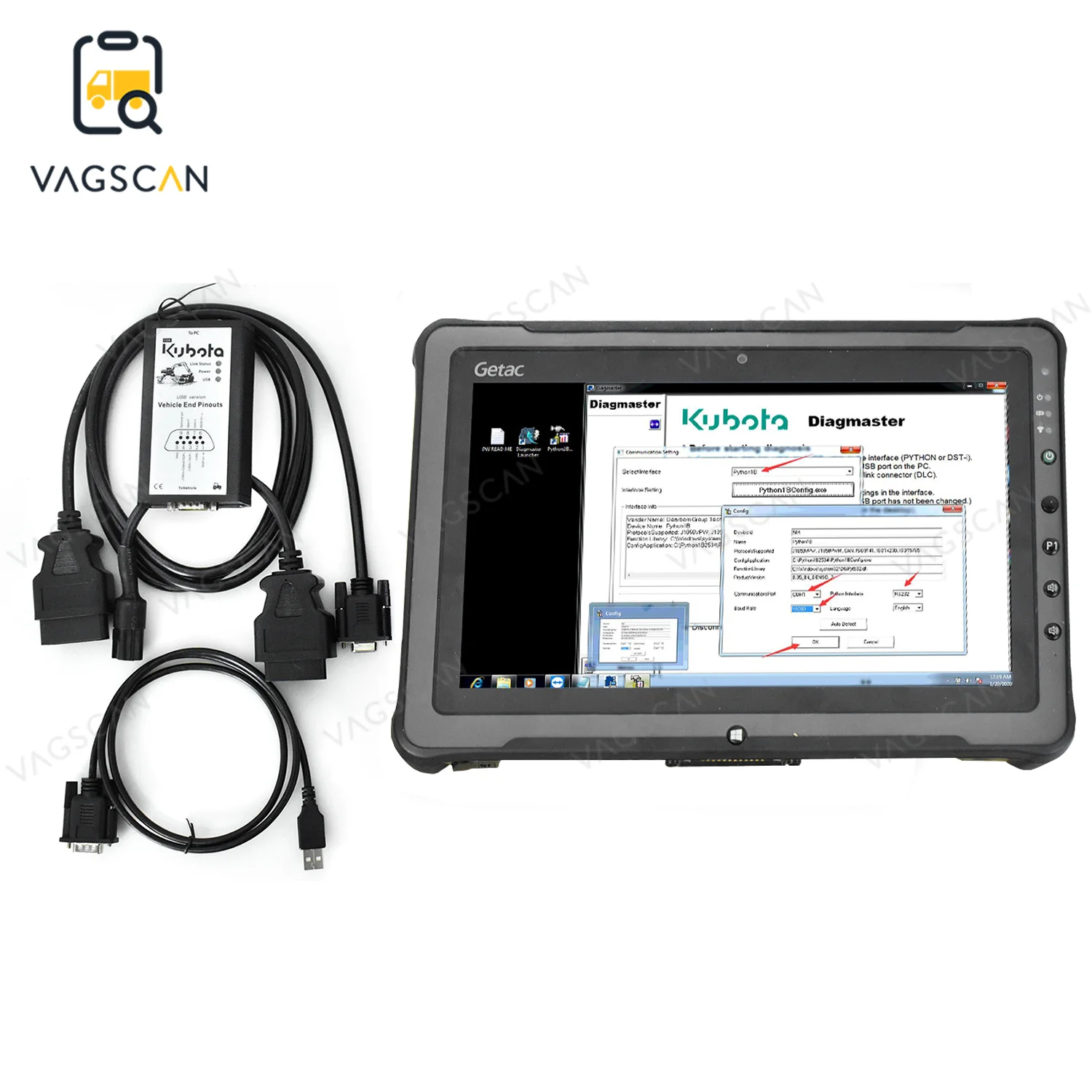 F110 Tablet For Kubota Diagmaster Excavators Loader Python Interface ...