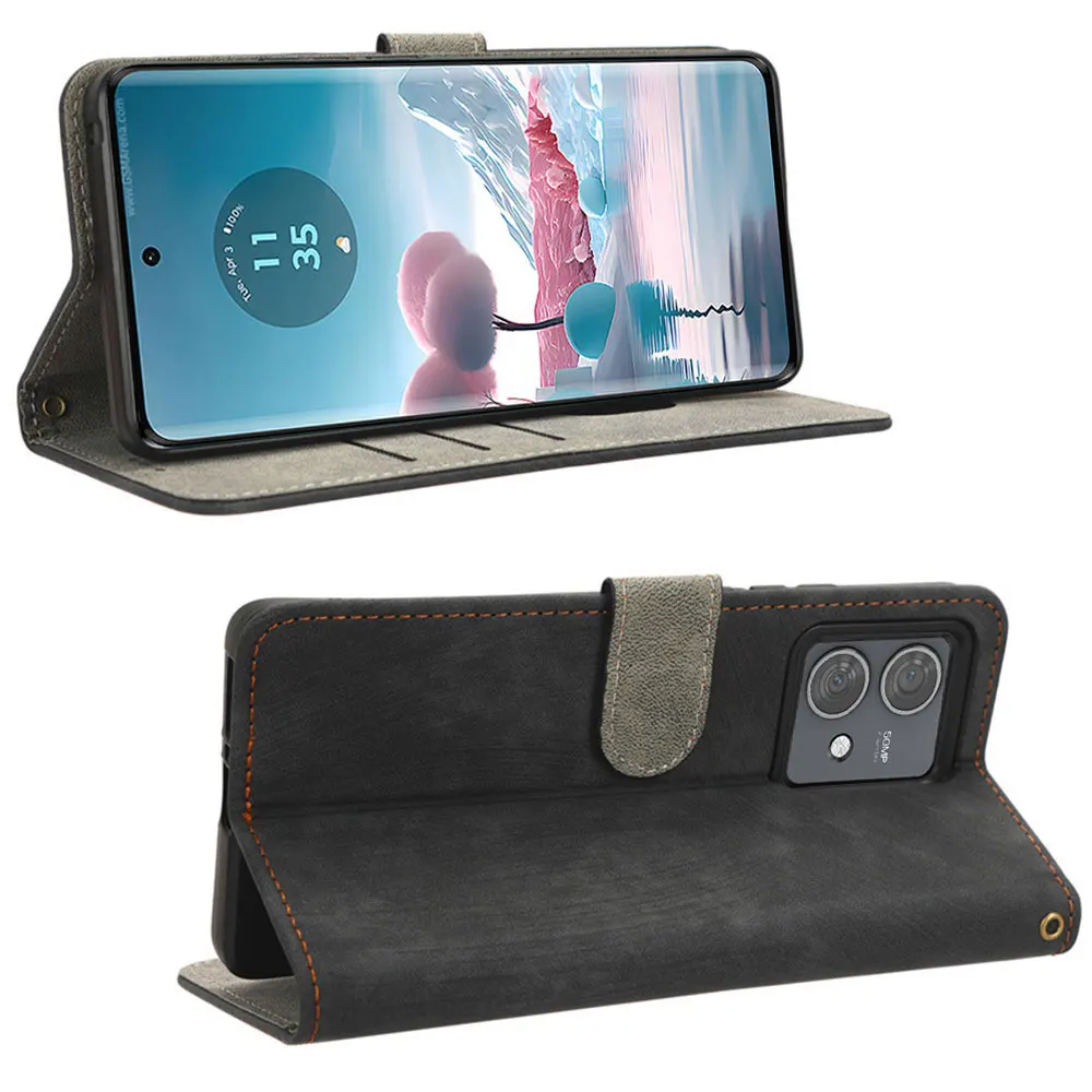 Laudtec SJK107 Monedero Soporte para tarjetas Tpu Cartera Rfid Funda tipo flip Funda de teléfono Moto de cuero para Motorola Edge 40 Pro Neo Edge+ 2023  