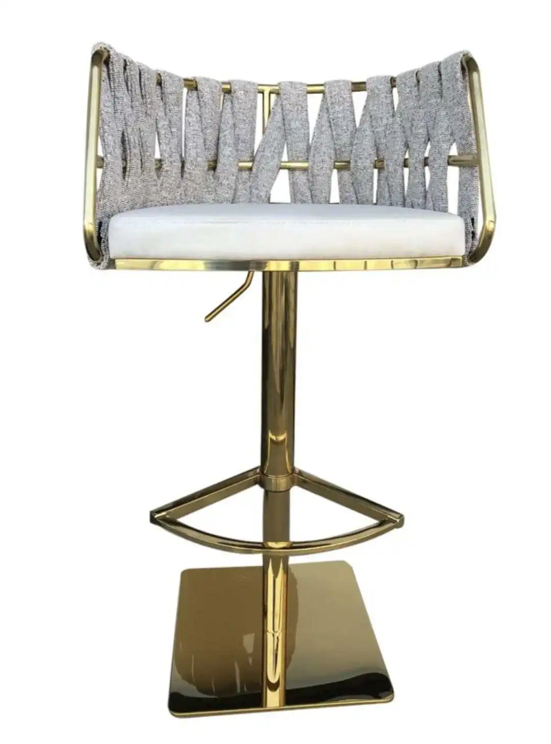 Factory Direct Price Modern Design Adjustable Height Swivel Counter Chair Hotel Restaurant Bar Stool With Rope Seat Commercial