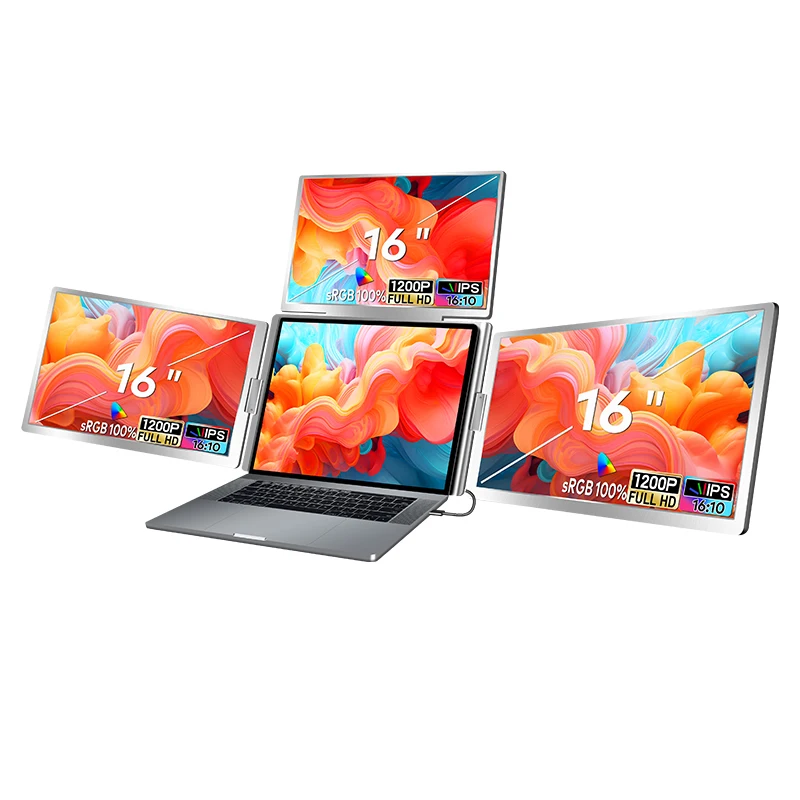 Quad Monitor for Laptop - 16 Inch Portable Screen Extender