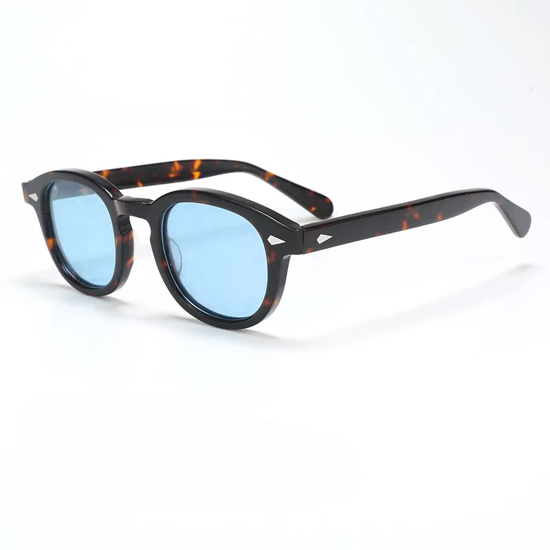 Custom Colorful Sunglasses Small Frame Polarized 2025 Acetate Sunglasses Vintage Men Round Sunglasses