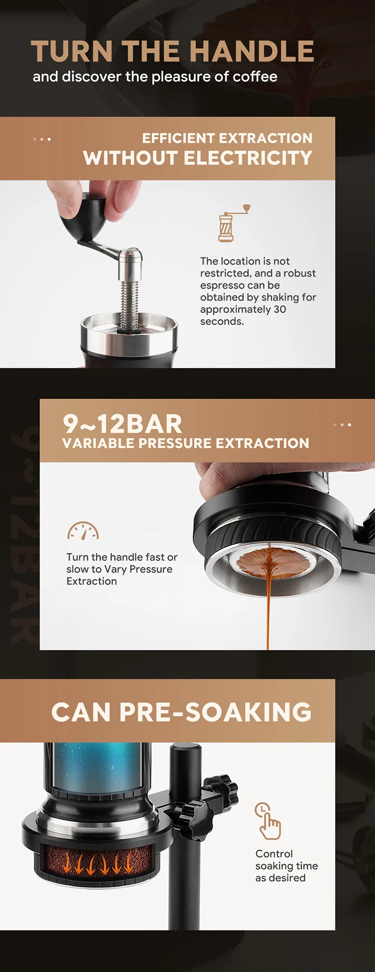 Hand Crank Espresso Machine Manual Espresso Maker Both Cold and Hot ...