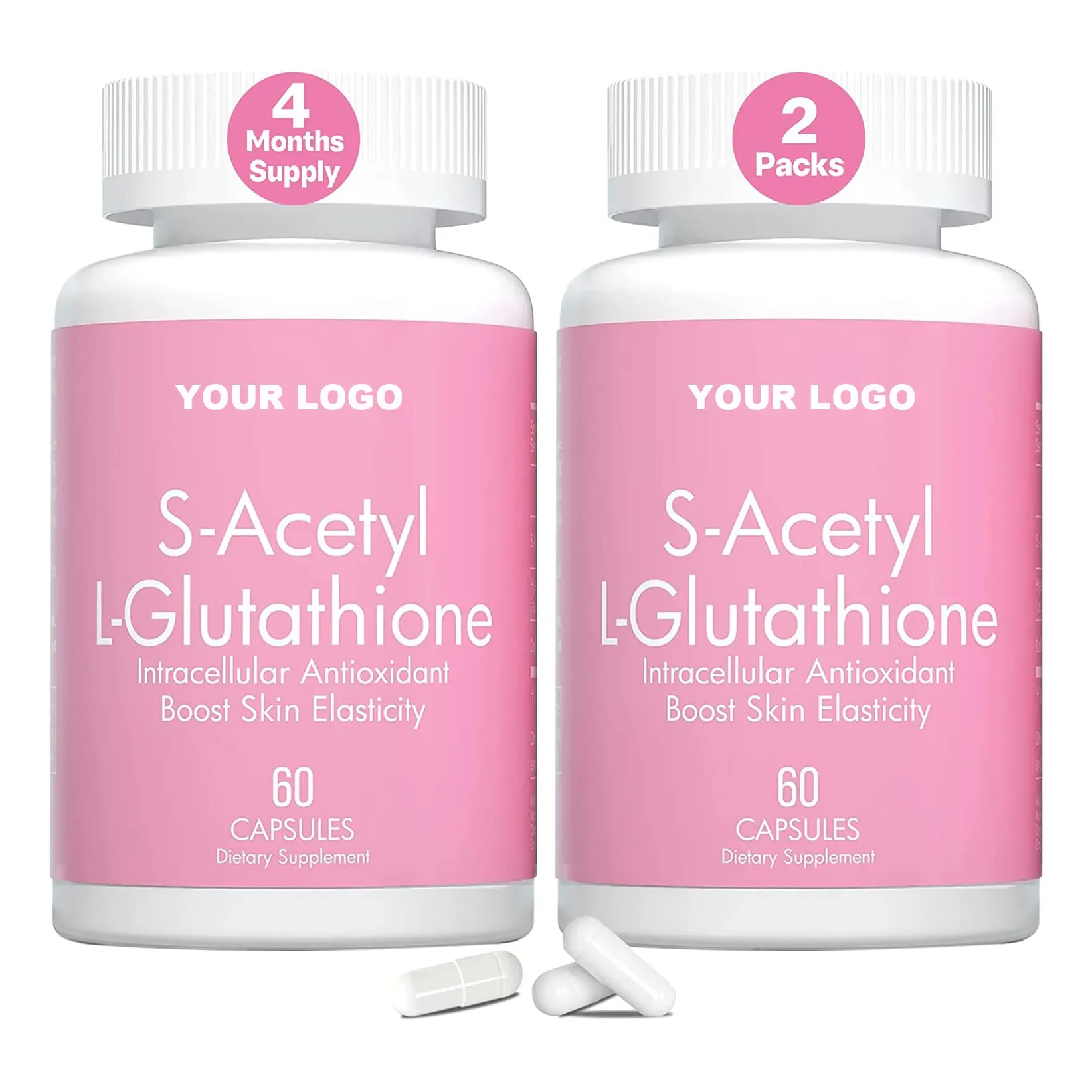 S-Acetyl L-glutathione Capsules Glutathione Supplement Hyaluronic Acid Collagen Support Skin Hydration Brighten Liver Detox