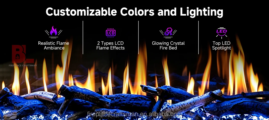 Electric Fireplace, LCD, 3d, Wall - detail 8