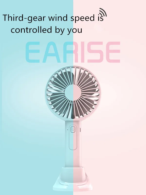 Customizable Portable Mini Handheld Fan Rechargeable USB & Electric Powered Three Speed Wind for Outdoor & Household Use