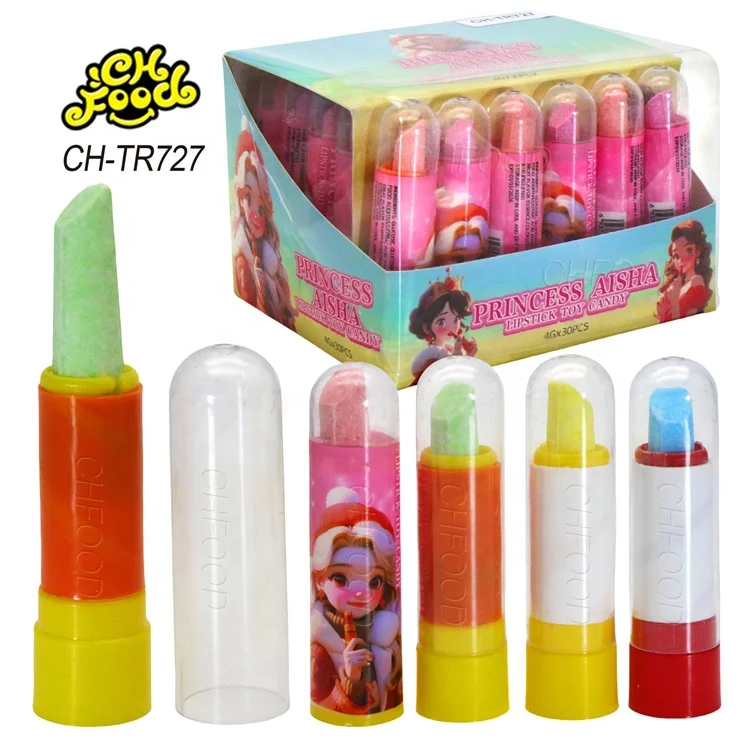 LOW MOQ Plastic Lipstick Toy with Fruit Flavor Tablet Candy for Kids