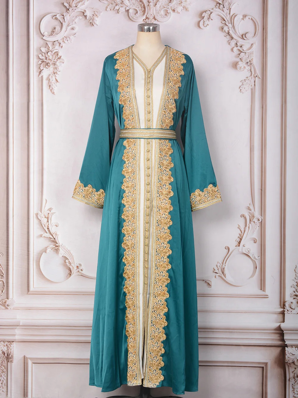 Middle East Women's Fashion Beaded Robe Two-Piece Set New Party Evening  Dress Muslim Dress