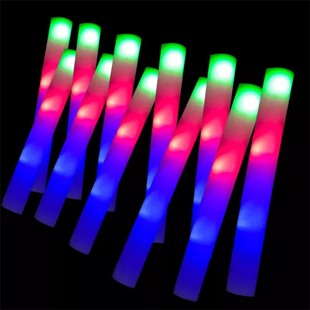 Wholesale RGB Custom Logo Cheering Glowing Light up Party Led Foam Sticks for Concert Parties Neon Party
