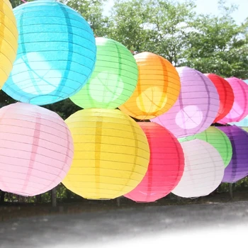 Nicro Custom Size Colorful Paper Lantern Outdoor Ornament Wedding Party Background Decorations Hanging Paper Lampshade