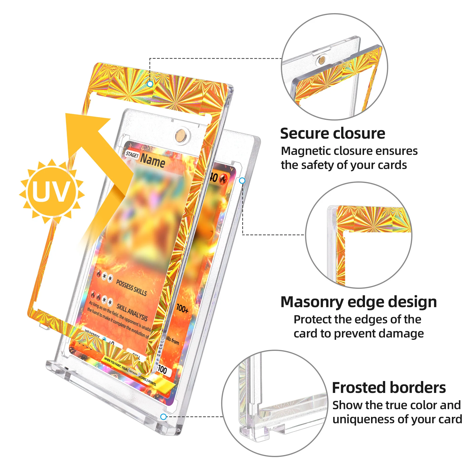 Color Border 35pt Magnetic Card Holder - One Touch Display Case for Trading  Cards, Ideal for Sports & Collectibles