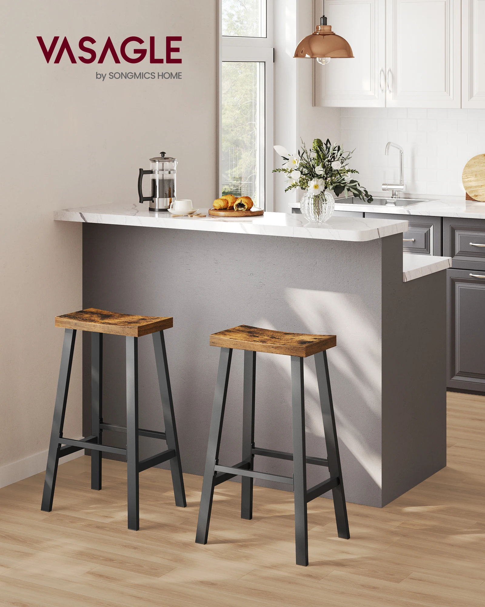 Vasagle Bar Stools For Dining Room Kitchen Counter Stools With