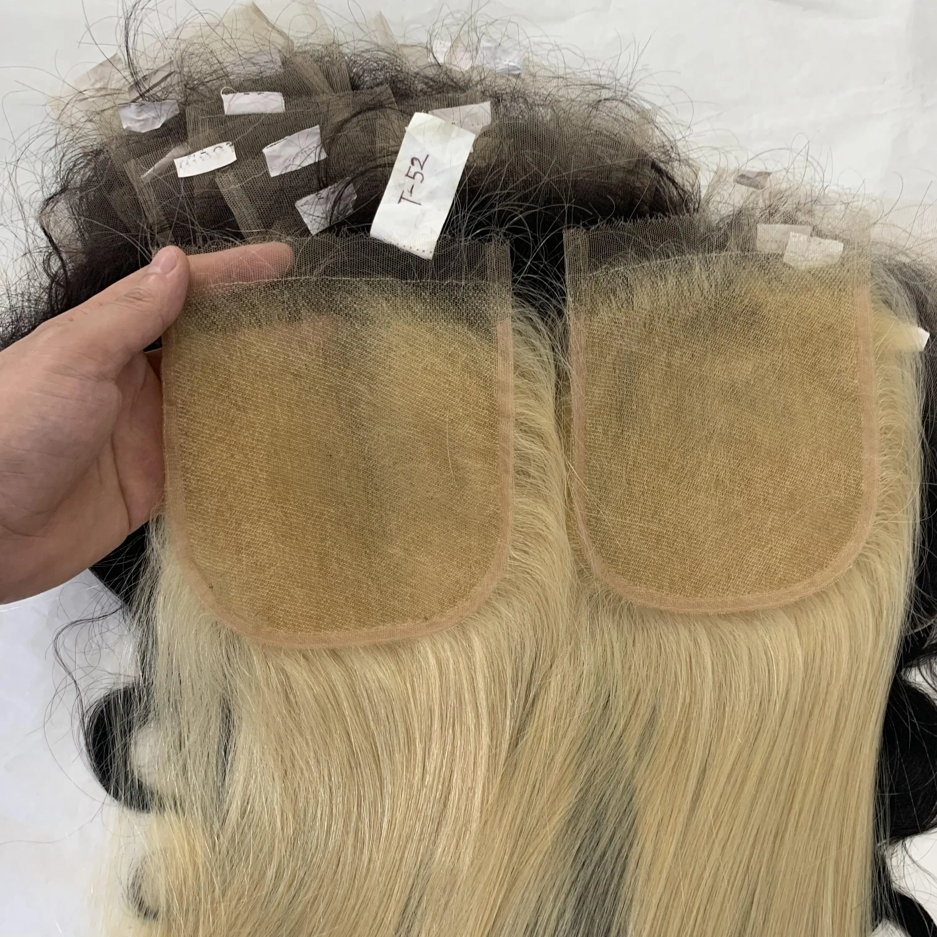 Stock Color Brown Blonde French Lace Closure Transparent Lace Frontal ...