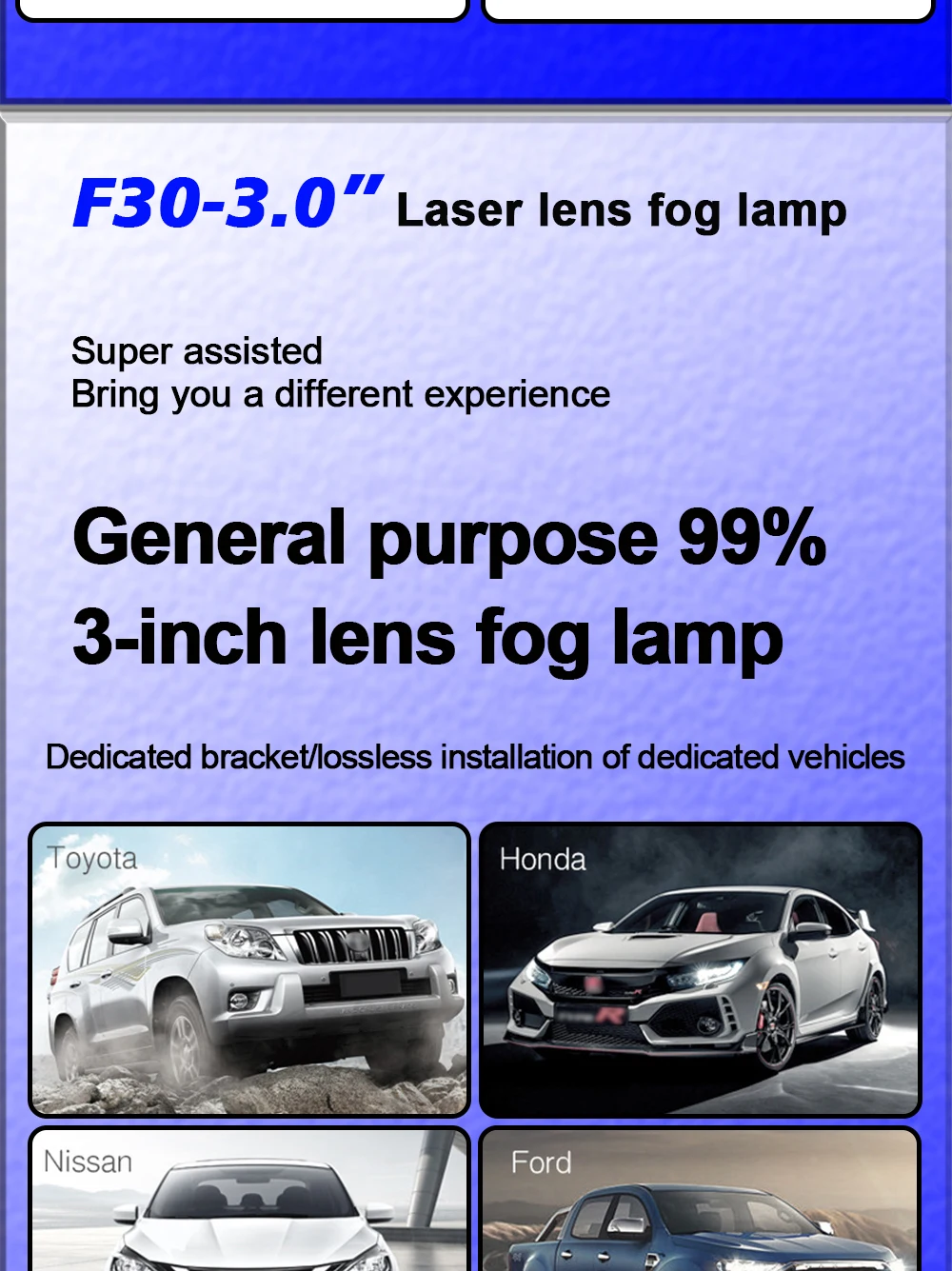 TECH-KING Universal 3inch 136W Bi LED projector lens fog lights Retrofit kit For Toyota For Nissan For Honda laser fog light