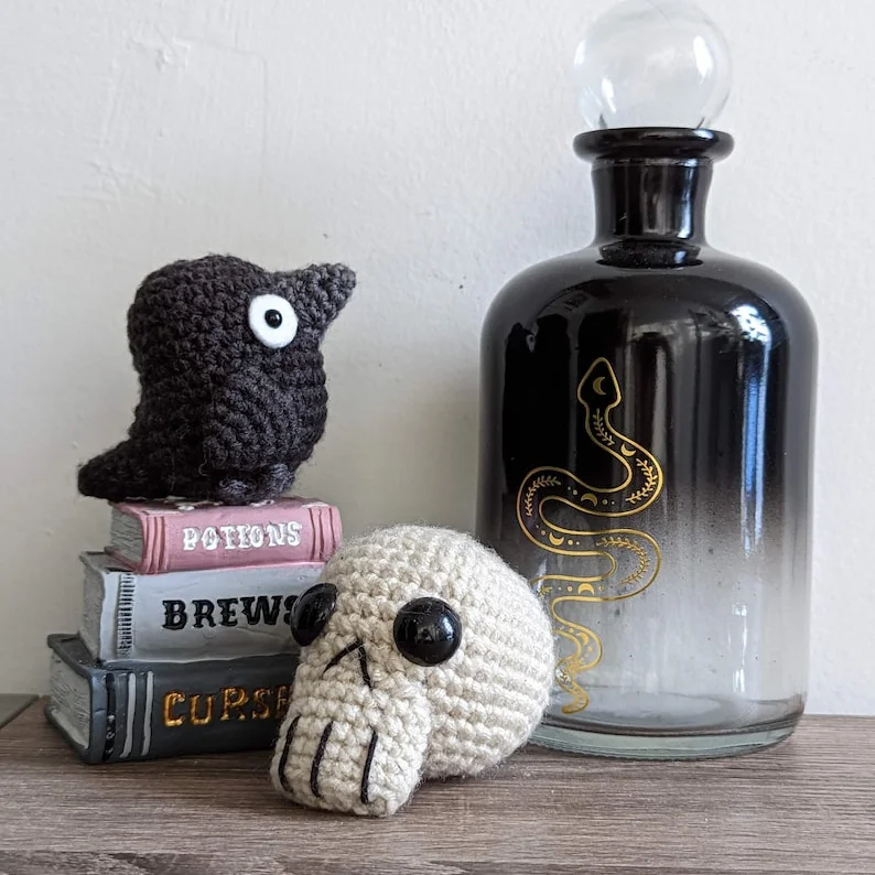Natural Handmade Mini Crow Toy | Amigurumi Crochet Stuffed Animal