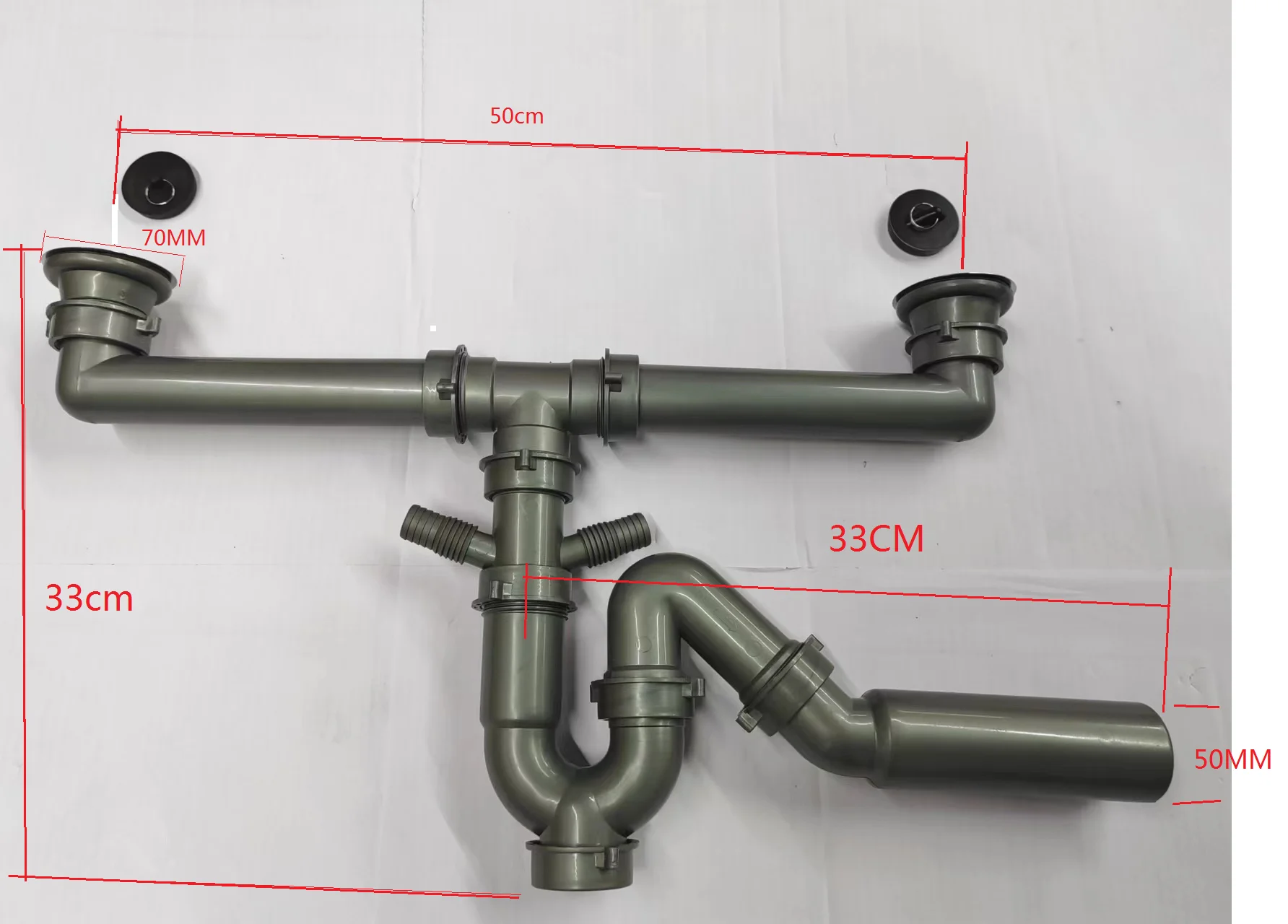 Luxury Handmade Double Sink Drainer Pipe Adjustable Distance Sink Double Drain Pipe