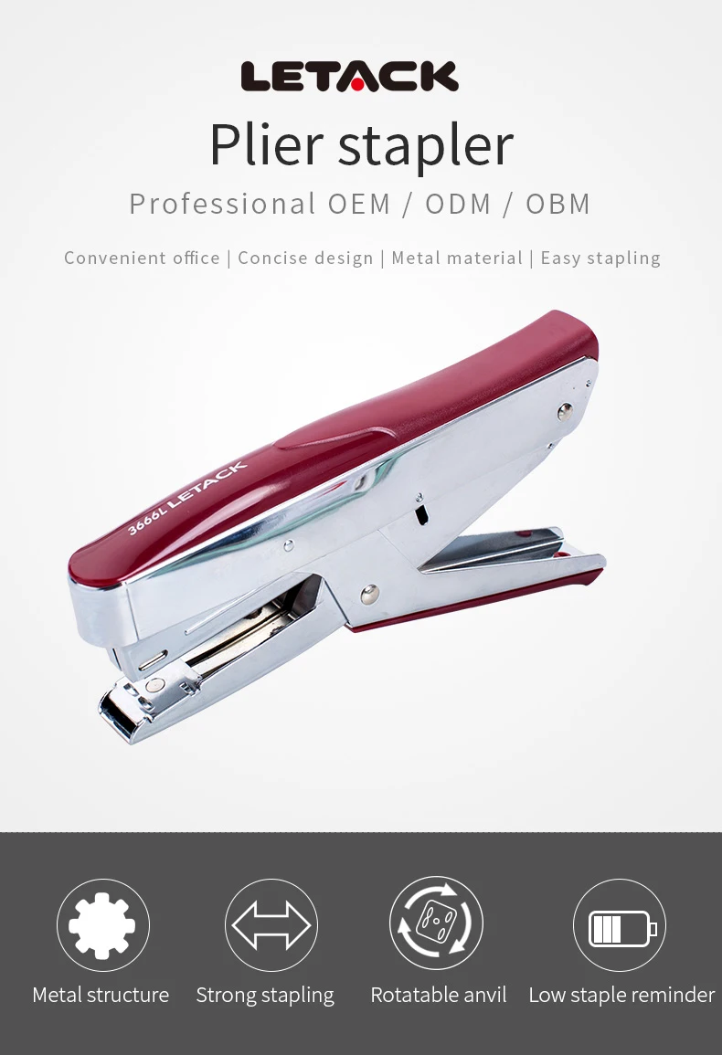 Factory Outlet 3666l Model Metal Pliers Stapler Automatic Laborsaving Manual Tool Stapler For