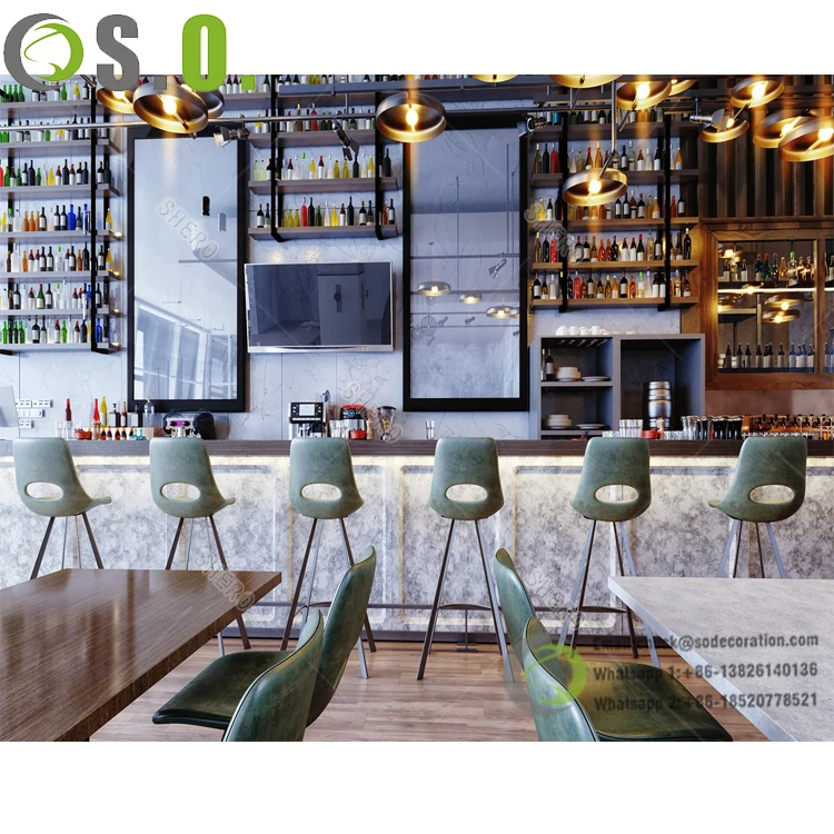 Custom Trendy Coffee Shop Bar Interior Design for Restaurants