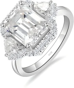 Fine Custom S925 Sterling Silver Rings Large Moissanite Luxury Sparkly Rings for Women Wedding Engagement No Tarnish Jewelry